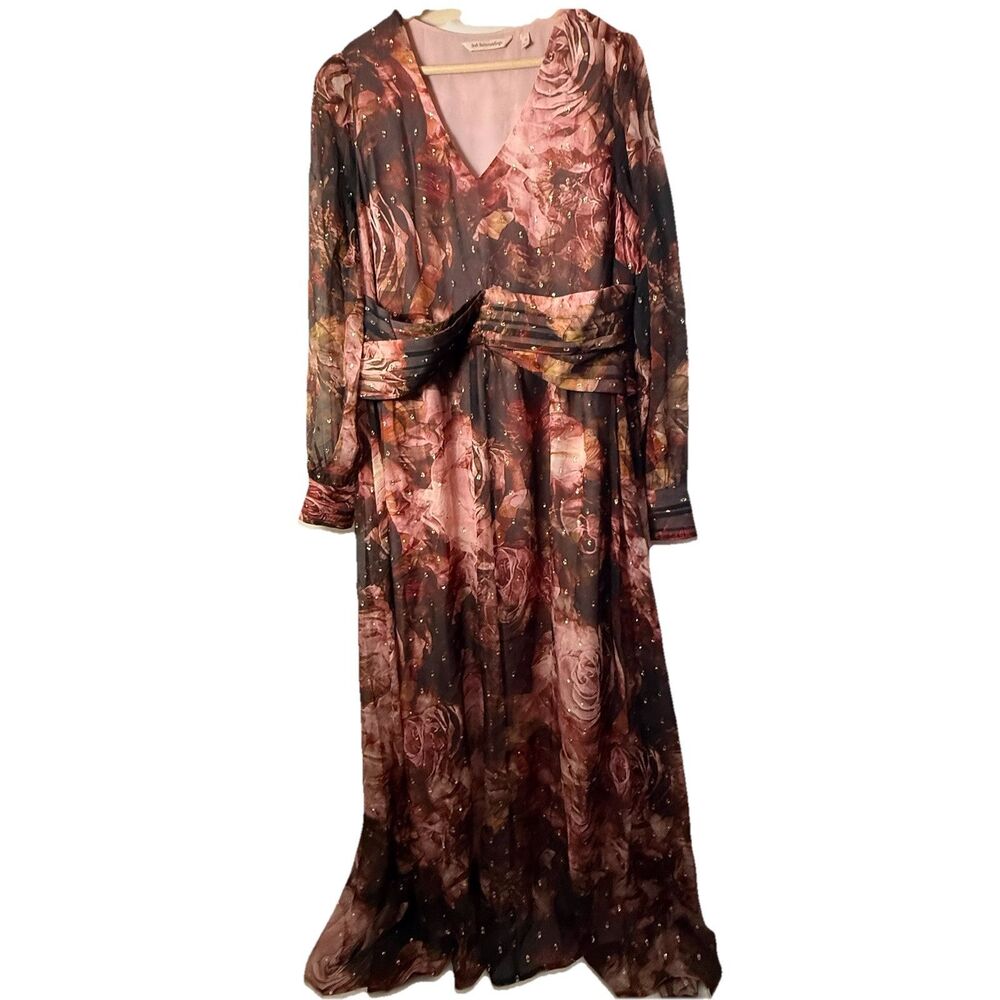 Soft Surroundings Dress Womens 12 Rose Rina Silk Floral Maxi Flowy Boho Cottage